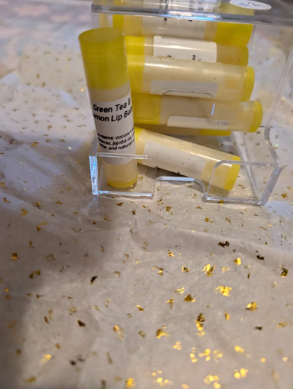Green tea and lemon lip balm